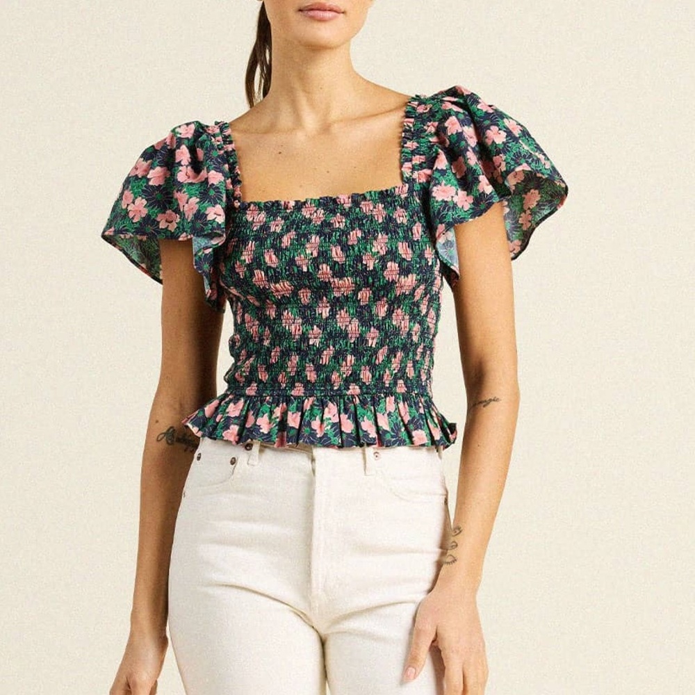 Trovata Birds of Paradis Evie Blouse Petunia XS NWT